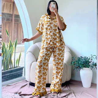 Setelan Celana Panjang Lengan Pendek / Piyama Rayon Premium Oneset Dewasa / Veve Set