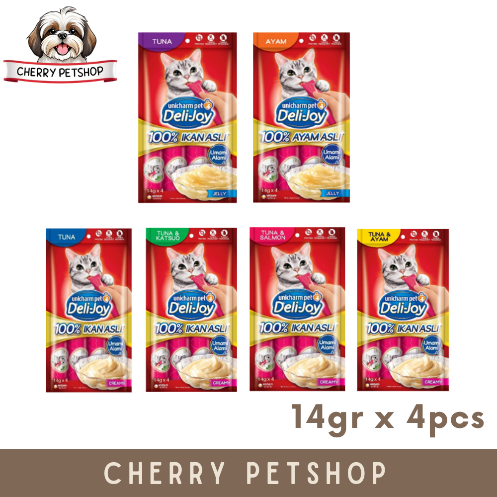 UNICHARM DELI JOY ขนมแมว Jelly & Creamy 14gr x 4 ชิ้น