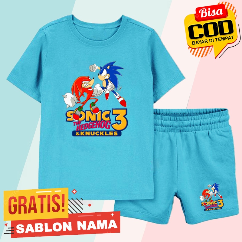 ชุดเสื้อยืดเด็ก Sonic The Hedgehog & Knuckles / ชุดกางเกงเสื้อยืดเด็กชายและเด็กหญิงชื่อที่กําหนดเอง 