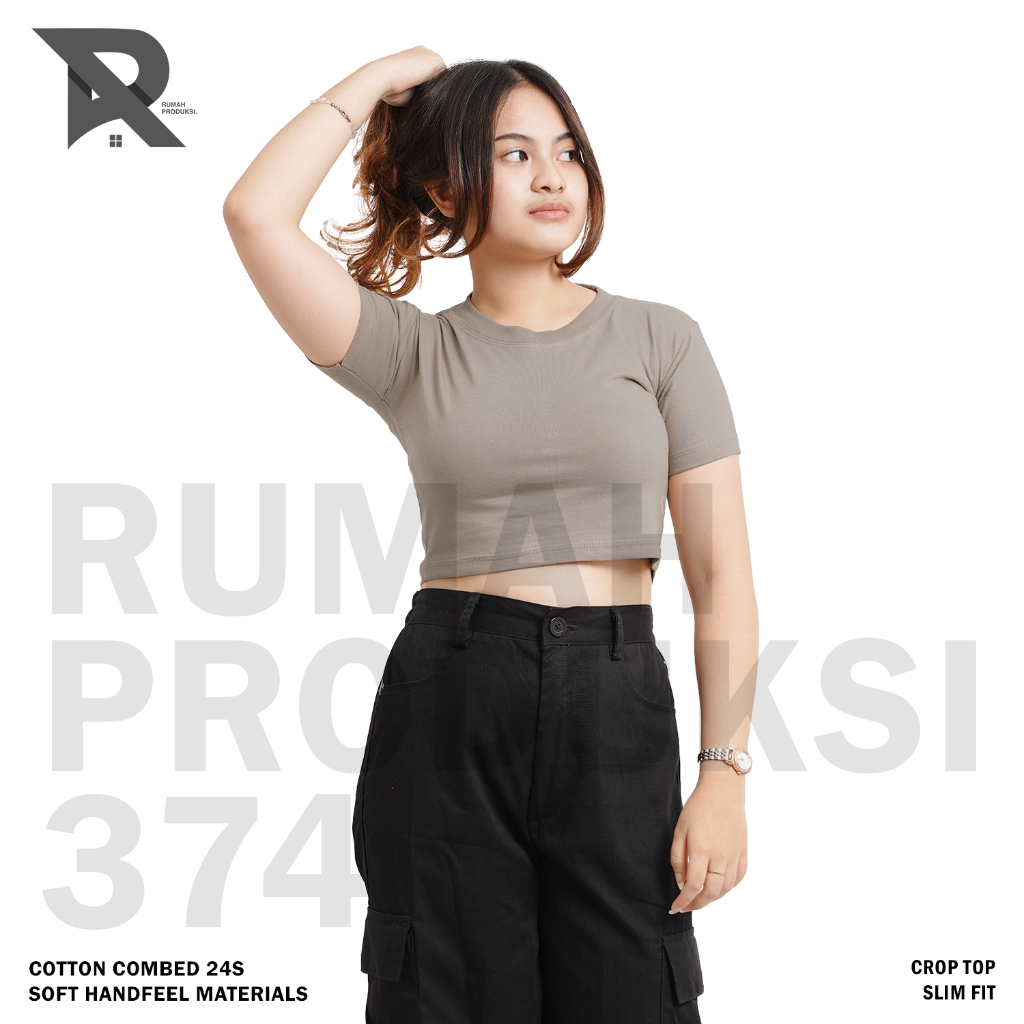 PLAIN BASIC CROP TOP WITH MILK LIGHT CHOCOLATE | KHAKI CROPTOP | CROPTOP Y2K | เสื้อครอป TEE SLIMFIT