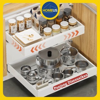 Homeus Rak Piring untuk Kabinet Tarik keluar dapat diregangkan Rak Penyimpanan Rak Piring Dapur Rak Peniris Piring Rak Mangkuk