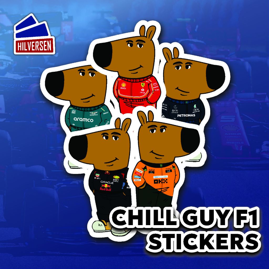 F1 Chill Guy 6 Cm Sticker - Kiss Cut Sticker Formula 1 Ver