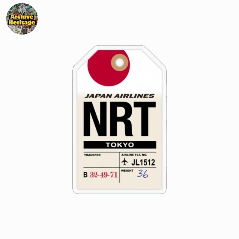 NRT Airport Tokyo Japan Airlines ป้ายสติ๊กเกอร์ ป้ายกระเป๋าเดินทาง สติ๊กเกอร์โลโก้การเดินทาง