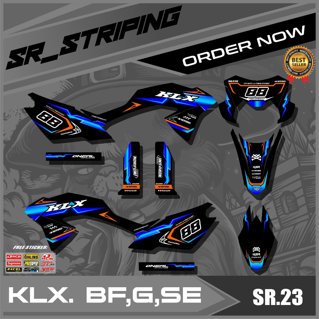 KAWASAKI KLX BF/G/SE SEMIFULL แถบหลากหลาย - KAWASAKI KLX BF/G/SE สติ๊กเกอร์แถบตัวแปร LIST การออกแบบก