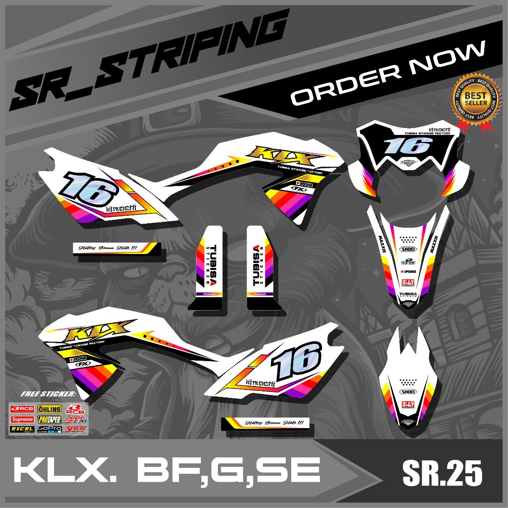SEMIFULL VARIATION STRIPING KLX BF, G, SE / KAWASAKI KLX BF, G, SE VariATION STICKER LIST ฟรี SR.25 