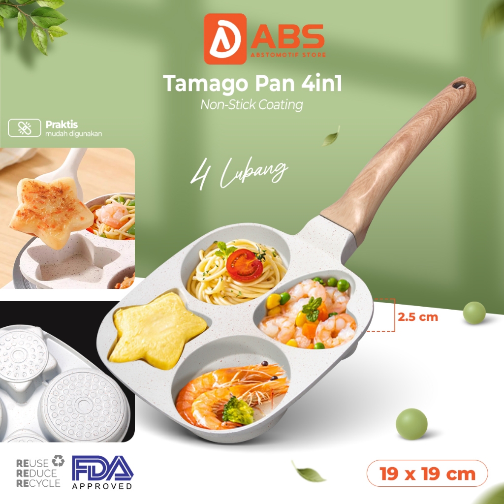 ABS X Tifale ทามาโกะ Omlet Pan กระทะ 4IN1 Non-Stick อาหารเช้าแพนเค้กไข่