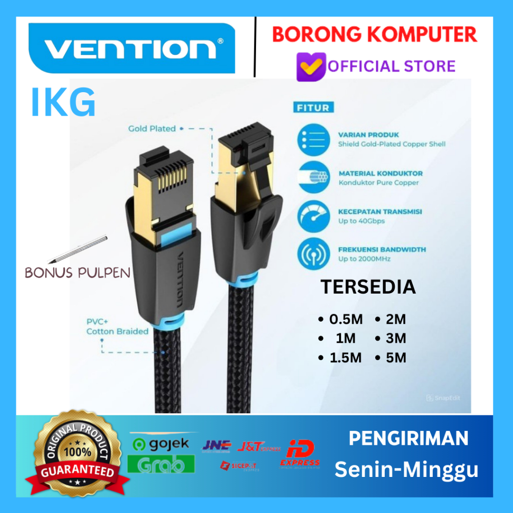 Vention Ethernet CAT 8 LAN SFTP สายถักผ้าฝ้าย - IKG