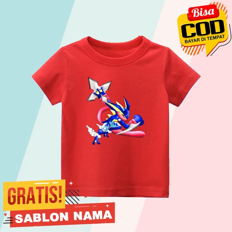 Pokemon Shiny Greninja เสื้อยืดเด็ก / เสื้อยืดเด็กชายและเด็กหญิงชื่อที่กําหนดเอง Pokemon Shiny Greni