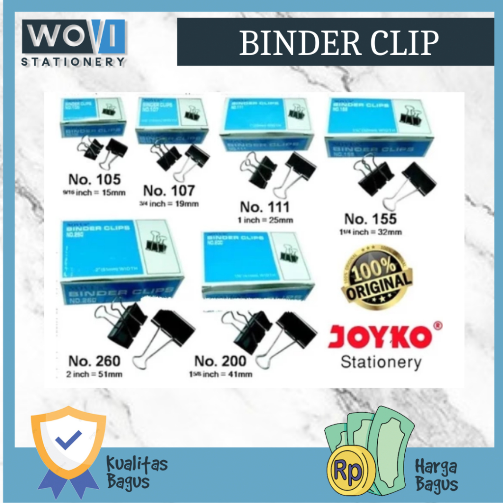 [WOVI STATIONERY] Binder Clip No. 105 Joyko / Binder Clip เบอร์ 107 Joyko / Binder Clip เบอร์ 107 11