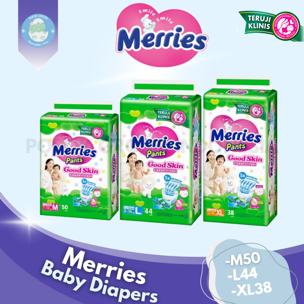 MERRIES Good Skin Super Jumbo Pack M50 L44 XL38 Pampers Baby