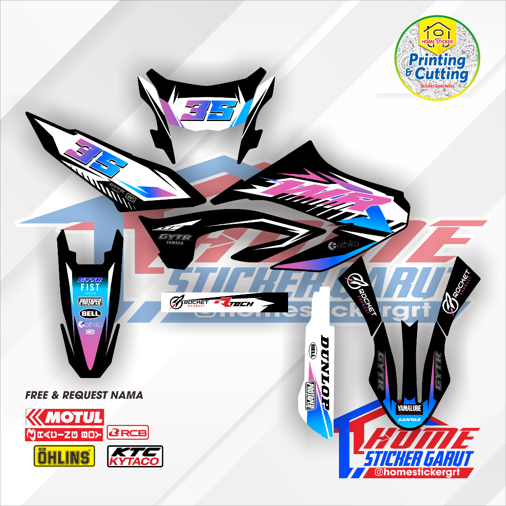 Yamaha WR155 Pink Blue Rtech Premium Decal