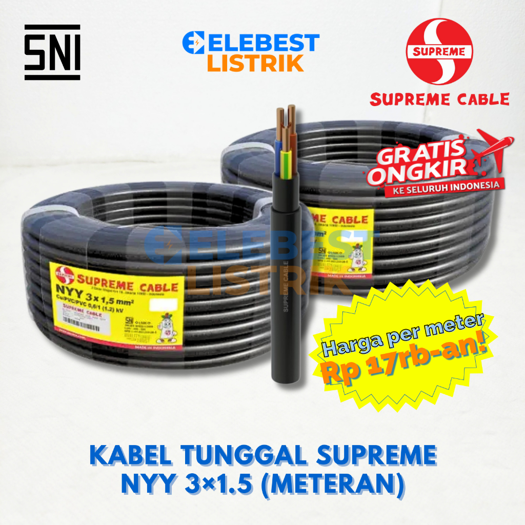 (PER METER) NYY 3x1.5 mm2 SUPREME - สายเดี่ยว Supreme Black