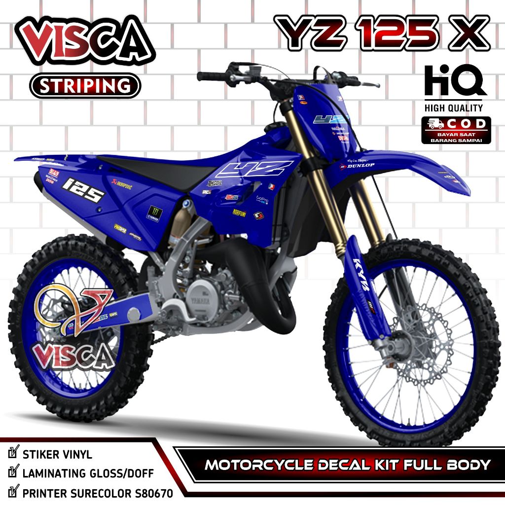 Decal YZ 125 X 2022 Full Body - YZ 125X Fullbody Sticker - YZ 125 2022 Decal - YZ 125X Striping Plai