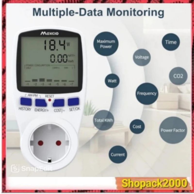 Digital KWH Power Meter Volt Ampere Watt Meter Maxcio