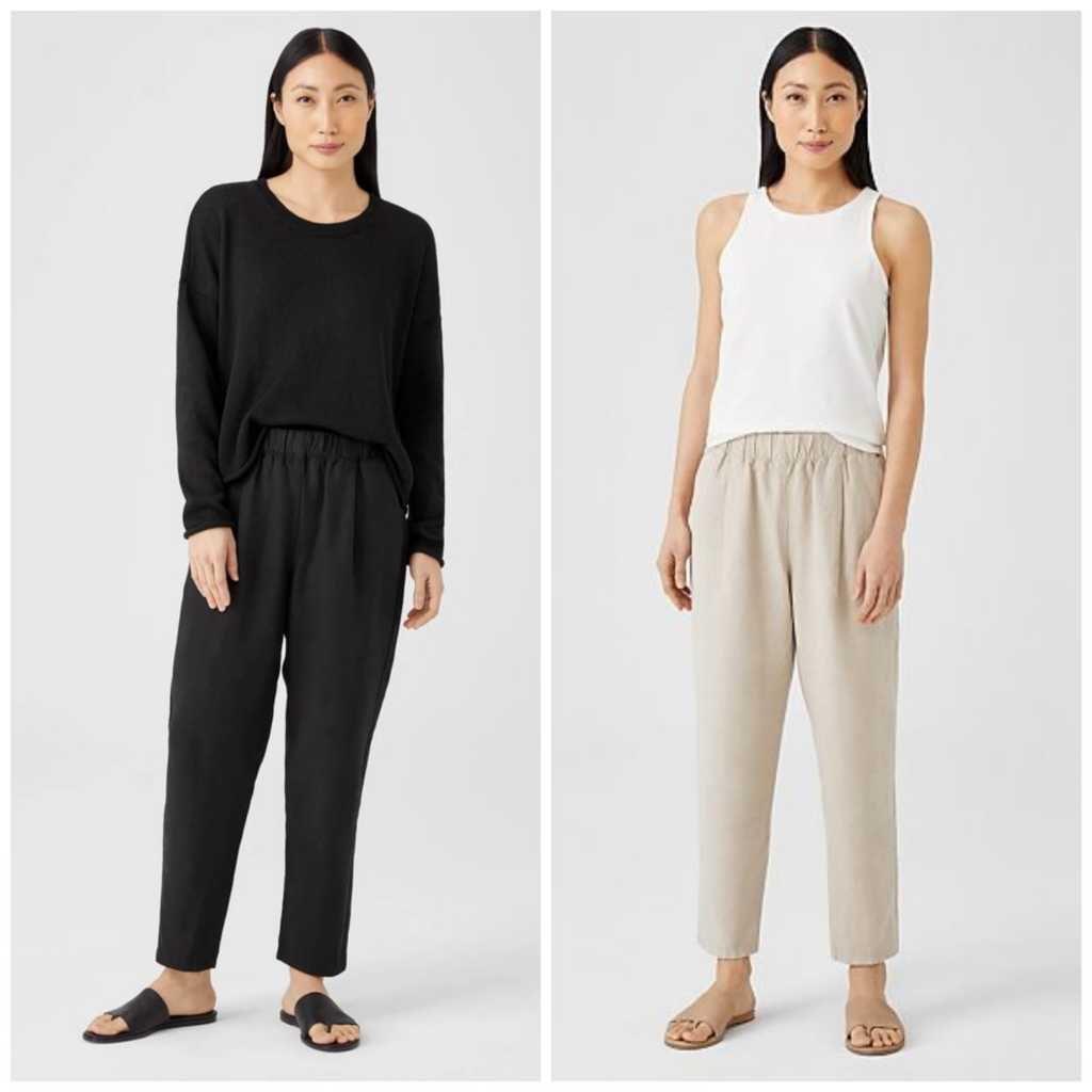 Eileen Fisher Linen Blend กางเกงเรียวจีบ