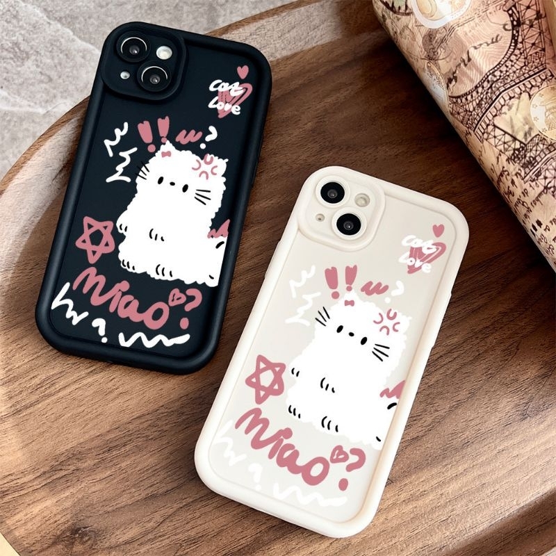 K044 K045 SOFTCASE LOVE CAT MIAO BLACK WHITE CAT OPPO A5S A7 A12 A11K A1K A3S A15 A15S A16 A16S A16K