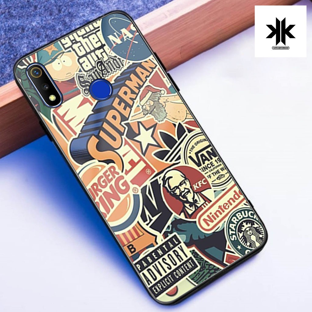 KK09 Softcase Glitter สําหรับ REALME 3 / 3 PRO Case Premium Camera Protector Softcase Glass Kaca Tok
