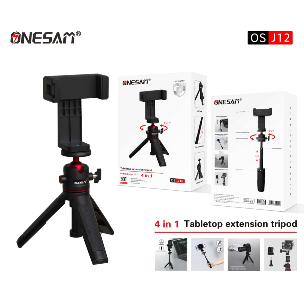 ONESAM OS J12 TABLET EXTENSION TRIPOD GIMBAL DESIGN 4 IN 1