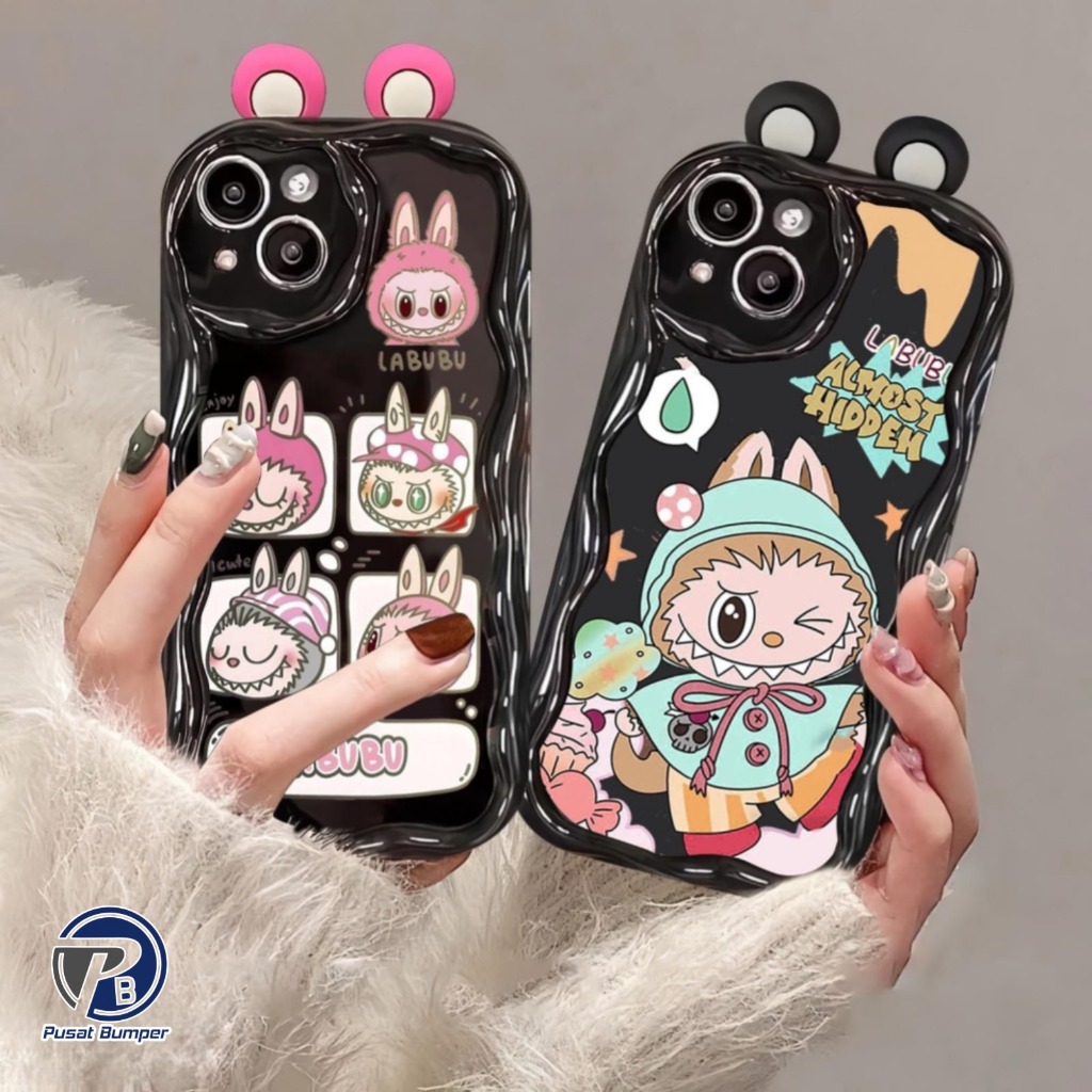 Ss981 กรณี Labubu Monster Horn สีดําสีชมพู Softcase ปลอก Hp สําหรับ Oppo A3X A58 A78 A60 A74 A95 F19