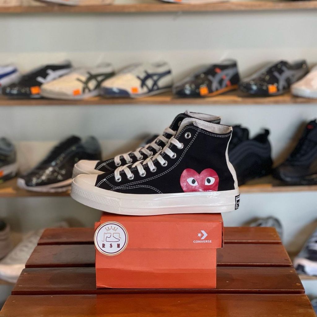Converse 70s Hi CDG PLAY สีดํา สีขาว