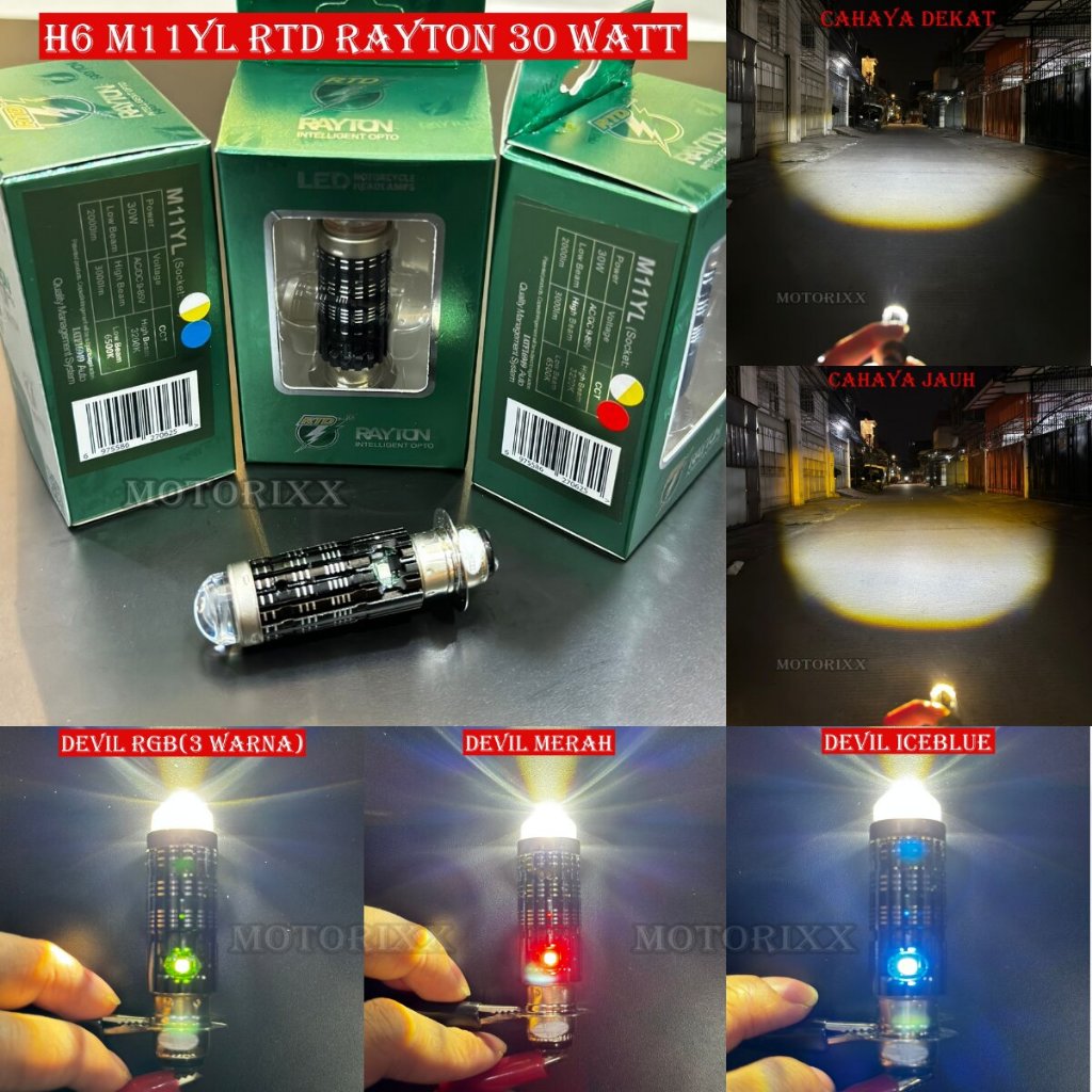 ต้นฉบับ H6 RTD RAYTON M11YL 30 WATT HEADLIGHT PLUS HIGH LO D3 TYPE M11YL TWIN M11Z SUPER BRIGHT