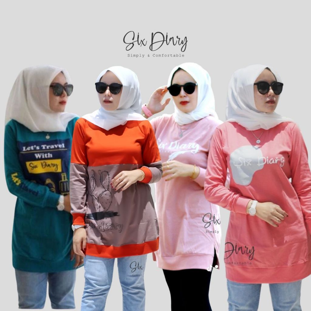 Six Diary Official Womens Tunic Top with Slit and Rib Bottom Motif, ล่าสุด 2025