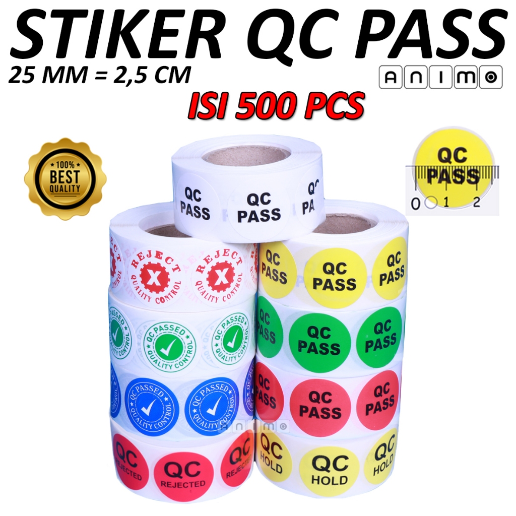 สติ๊กเกอร์ทรงกลม QC PASS - QC PASSED - QC HOLD - QC REJECT - เนื้อหา QC REJECTED 25 มม. 500 ชิ้น - ค