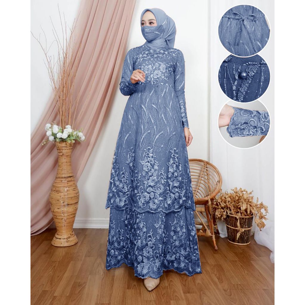 MAXI VIRA (ML XL XXL XXXL) BRUKAT GAMIS FULL BRUKAT LAYER DRESS BUSUI FRIENDLY PARTY GAMIS BRIDES MERMAID TILE LUXURY GAMIS