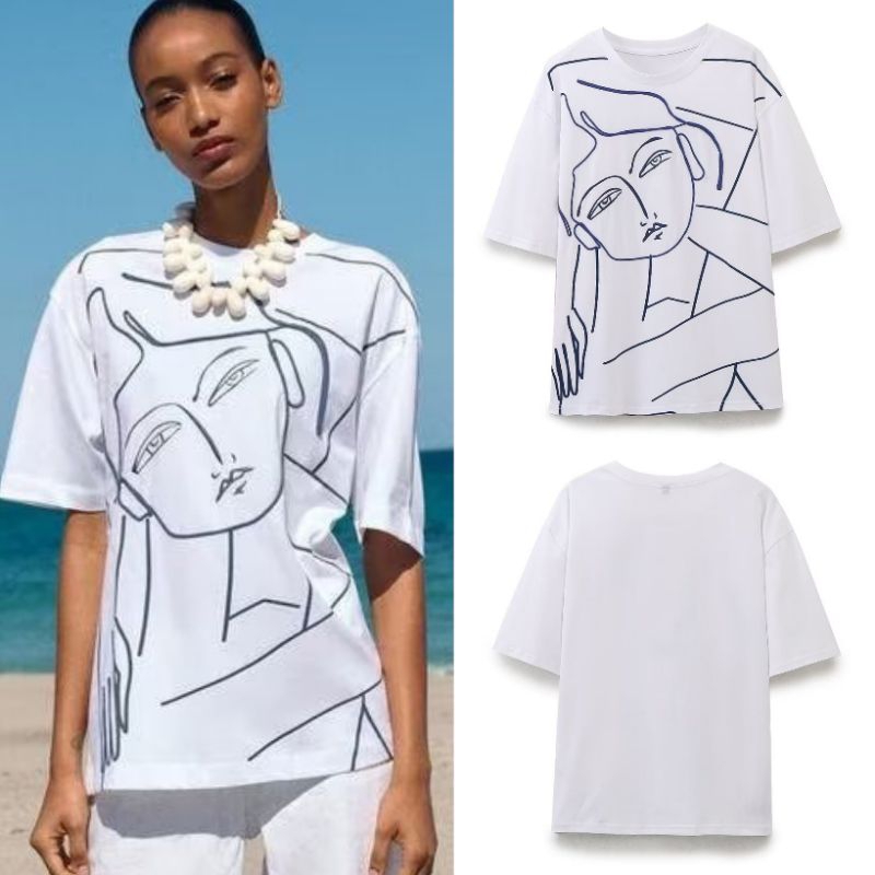 เสื้อสเก็ตช์ภาพสีขาว 75954 (TS)