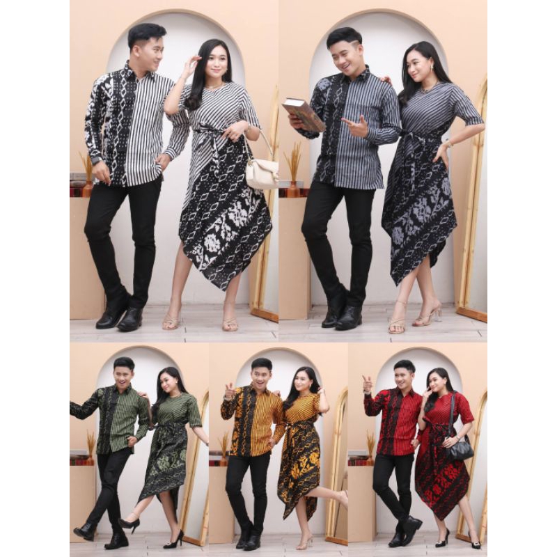 Kemeja Couple Dress/ Couple Dress Ayama Batik Songket/Women Top/Striated Shirt