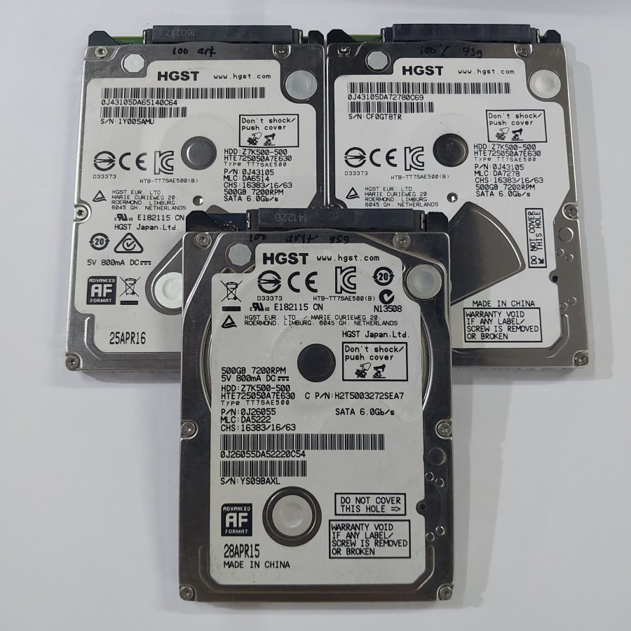 ฮาร์ดดิสก์แล็ปท็อป 500gb 2.5 นิ้ว sata HGST 7200Rpm hdd hitachi 500gb 7200rpm
