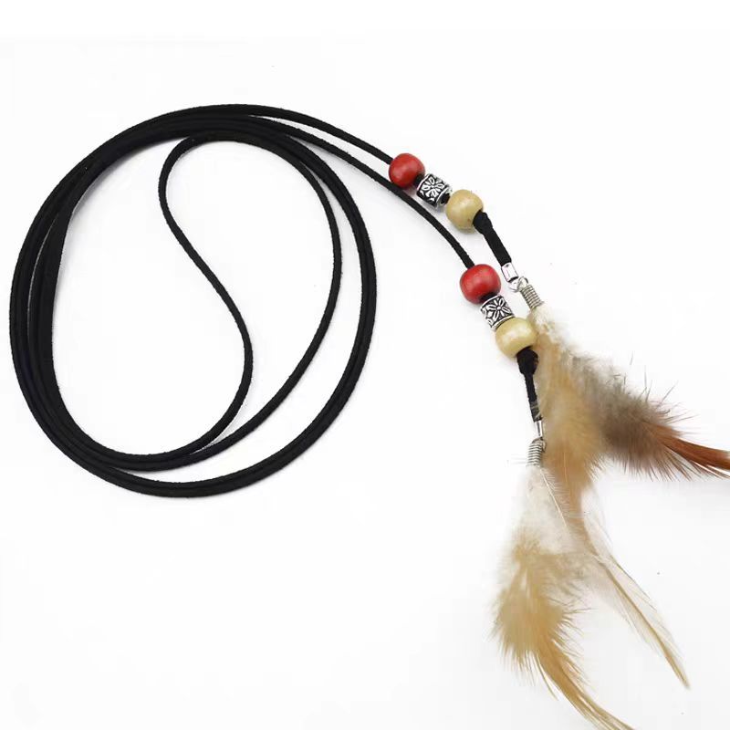 Feather Accent เข็มขัดคลาสสิกสไตล์โบฮีเมียนสําหรับผู้หญิง
