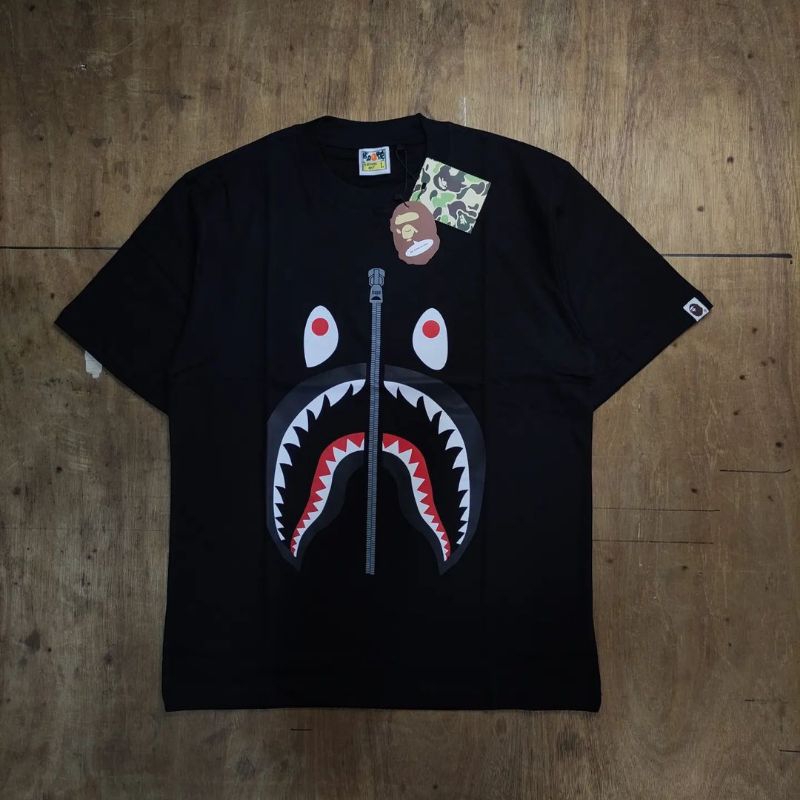 เสื้อยืด BAPE A BATHING APE CAMO SHARK ZIP GOLD PRINTED BLACK PREMIUM FULLTAG