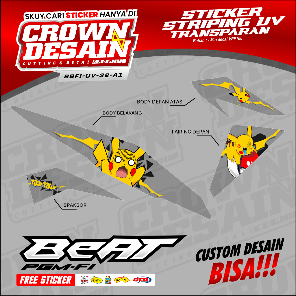 Stripng Transparent Sticker Beat fi PIKACHU Motif - Semifull Sticker Beat fi 2012-2015 PIKACHU Varia