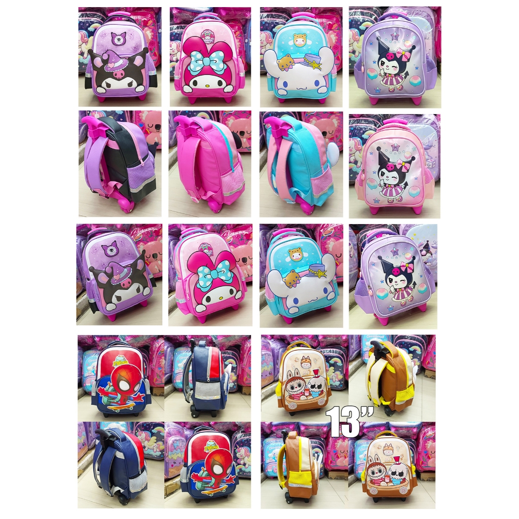 รถเข็น PUSH BAG สําหรับ PRESCHOOL CHILDREN / KINDERGARTEN / PLAY GROUP สําหรับ GIRLS PONY HORSE PICTURES SOFT HORNS WATERPROOF MATERIAL (11 - 12 นิ้ว) Choice of Variants