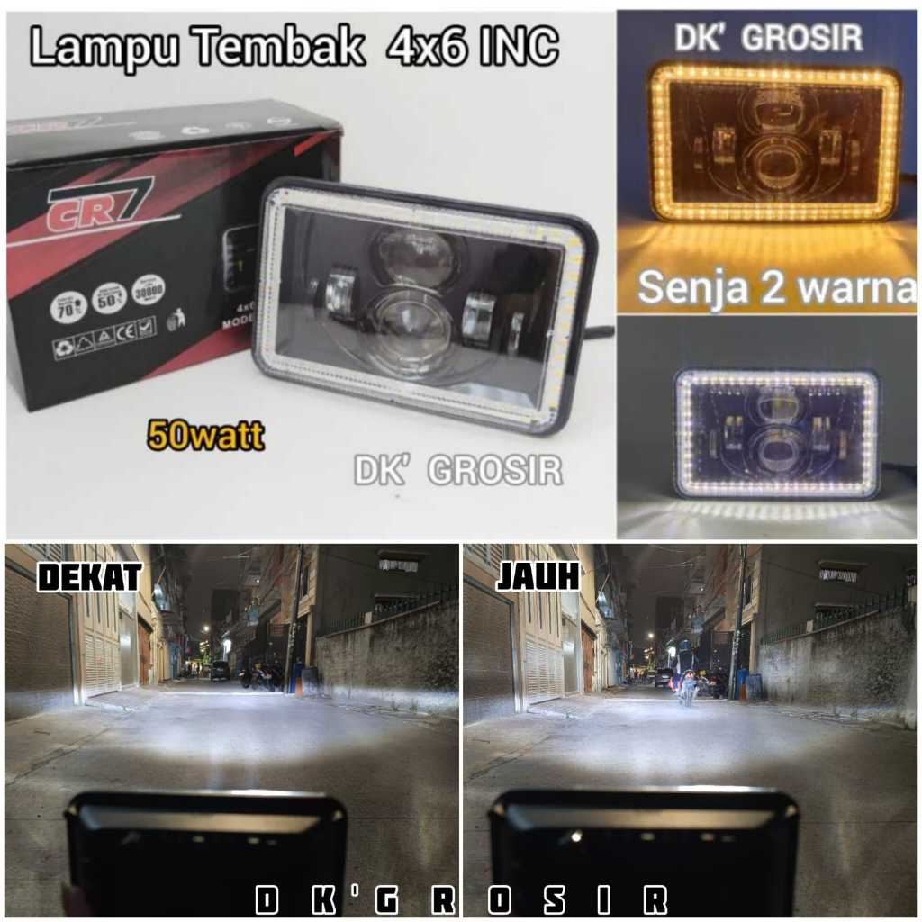 MATA สปอตไลท์ LED 6 ตา 4x6 INC ใกล้ไกลสีขาวบวก dusk สีขาวและสีเหลือง Original CR7 [C-939]