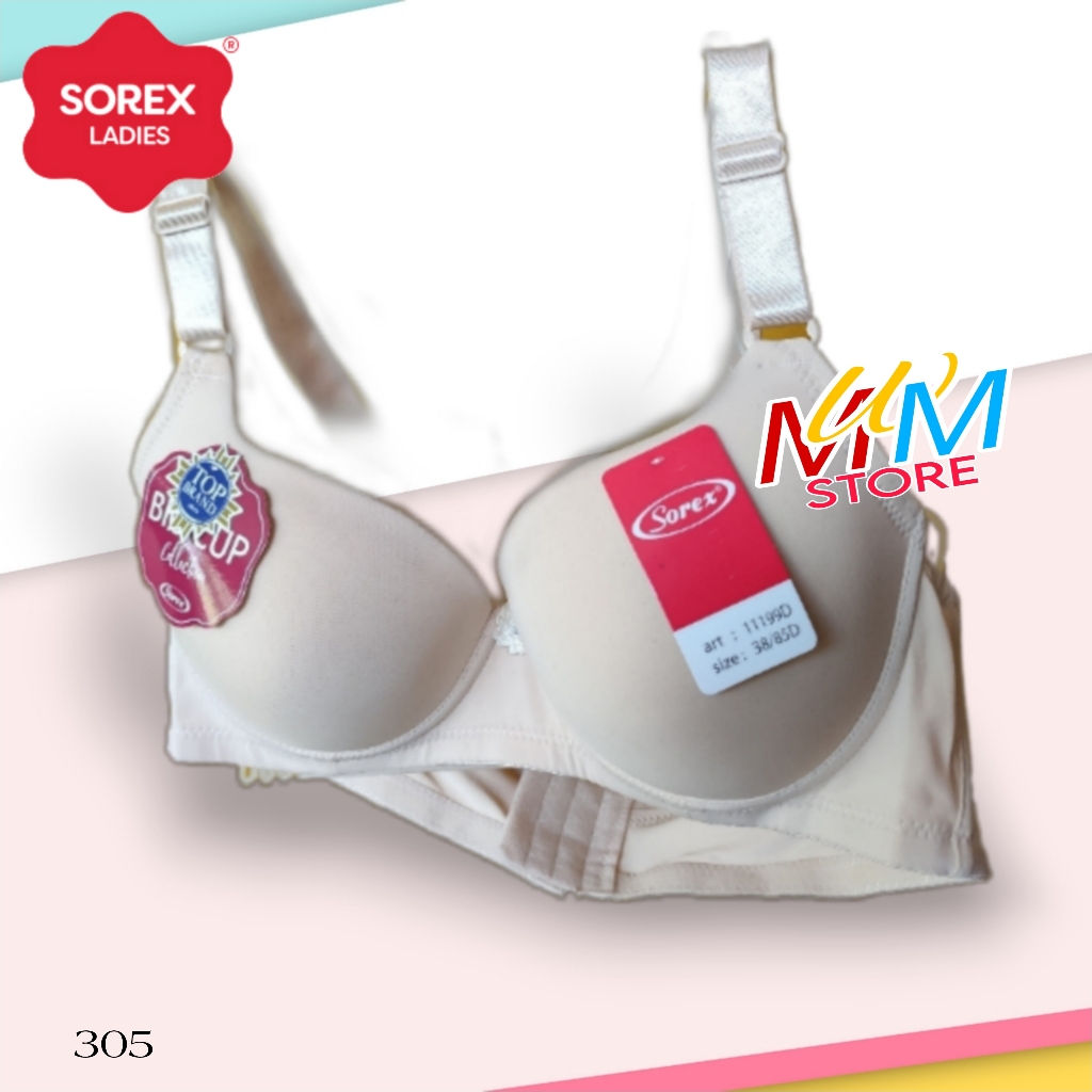 M305 (ราคาต่อตัว) Sorex Bra for Adult Women, Jumbo Foam, Underwire, Cup D, Three Hooks Size 38 40 42