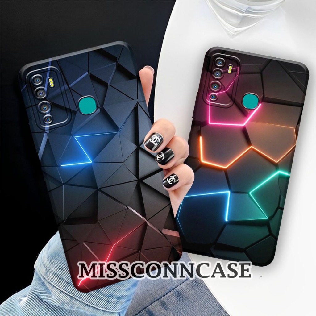 Softcase Hp Infinix Hot 9 10 11 12 20 30 Play Note 8 10 Pro 12 2022 12 2023 Abstract Glitch Motif - 