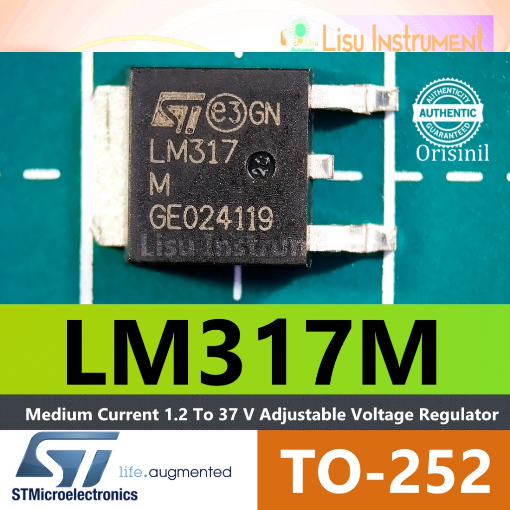 LM317M เครื่องปรับแรงดันไฟฟ้าแบบปรับได้กระแสปานกลาง LM317 TO-252 STMicroelectrics ORIGINAL