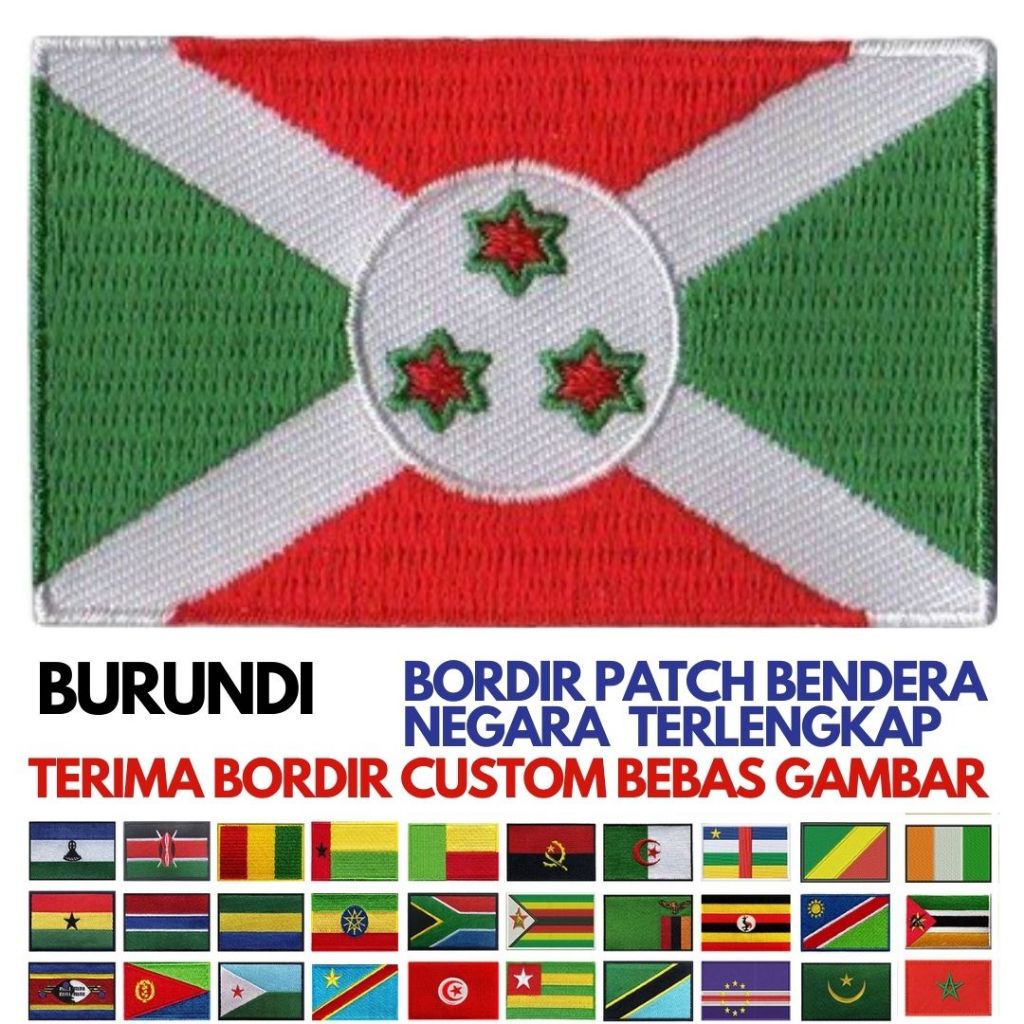 BET FLAG EMBROIDERY PATCH/ สมบูรณ์ BURUNDI STATE AFRICA FLAG