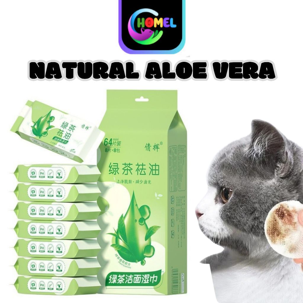 TISSUE WIPES ผ้าเช็ดทําความสะอาดเปียกแบบไม่แอลกอฮอล์สําหรับแมวและสุนัข CHAMEL