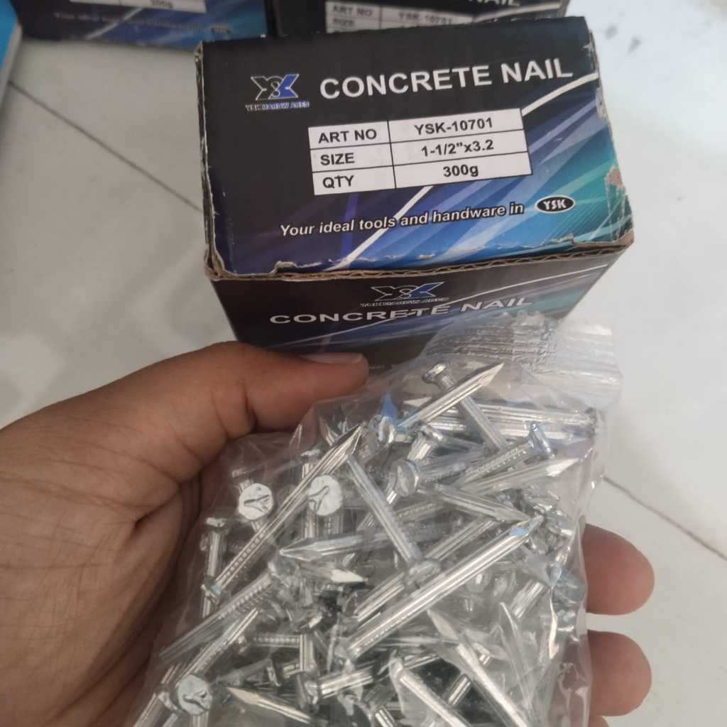 300G CONCRETE NAILS 1-1/2 ยี่ห้อ YSK HARDW ARES YSK-10701 CONCRETE เล็บ