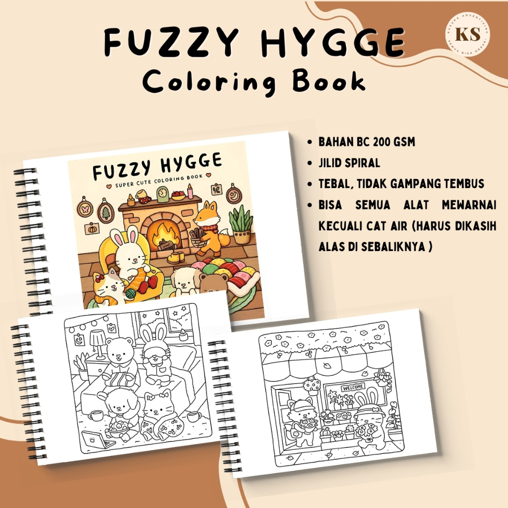 FUZZY HYGGE สมุดระบายสีสําหรับผู้ใหญ่และเด็ก Cozy Healing สมุดระบายสีหนาสําหรับเด็ก วัยรุ่น ผู้ใหญ่ 