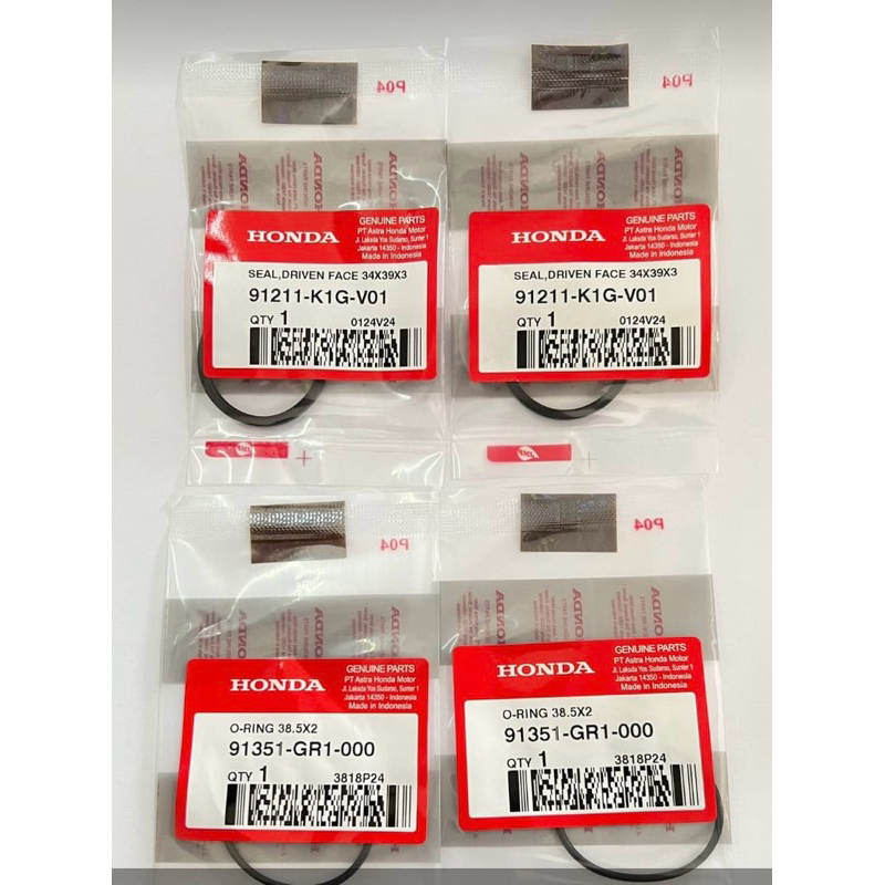 1 ชุด (4 ชิ้น) Seal Driven Face 34X39X3 & O-Ring 38.5X2 (Seal Face Movable Driven) Honda BeAT K1A, S
