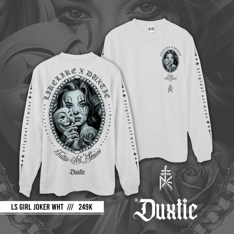 LS DX GIRL JOKER สีขาว เสื้อยืด LONG-SLEEVED DUXTIE ARTWORK TATTOO