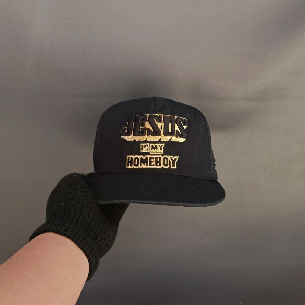 หมวก Snapback นําเข้า Unisex สําหรับผู้ชายและผู้หญิง TEENAGE MILLIONAIRE JESUS MY HOMEBOY สีดํา Orig