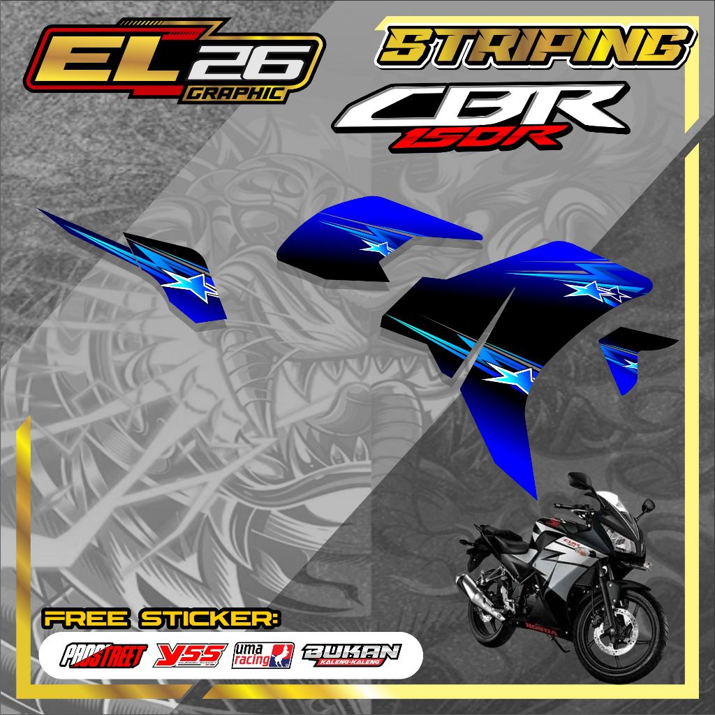 705 สติ๊กเกอร์แถบ HONDA CBR 150R - สติ๊กเกอร์ CBR 150R STAR MOTIF
