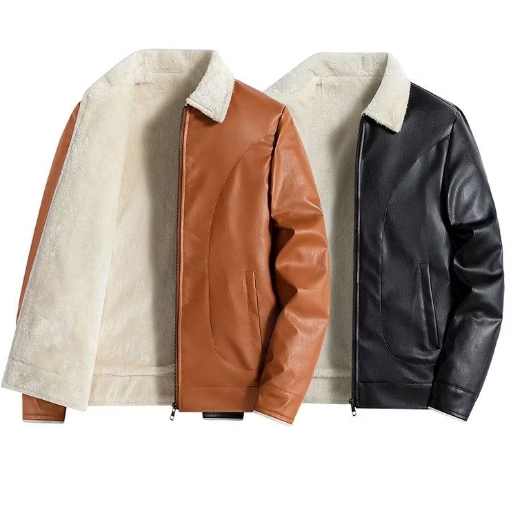 เสื้อแจ็คเก็ตหนังผู้ชายล่าสุดเต็มไปด้วยขนนุ่ม