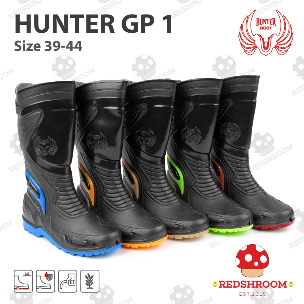 LOKAL HIJAU MERAH HUNTER GP 1 High Bikers Boots Red Yellow Pentheel Green Orange Blue Local Boots Light ยืดหยุ่นยาง Touring