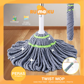 Rumaku Twist Mop Pel Lantai Tarik Peras Otomatis Kain Pel Microfiber Berkualitas